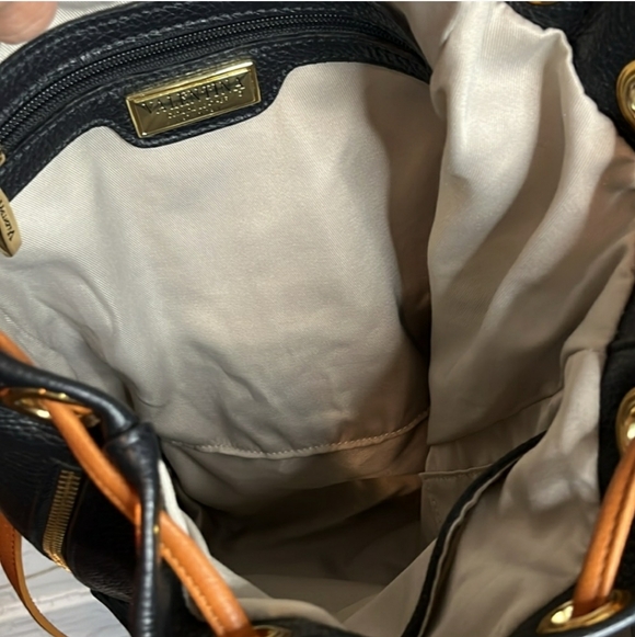 Valentina Black Backpack Bag Pebble Lether Tan Straps NEW 🤎 Retail $349- - Picture 3 of 7